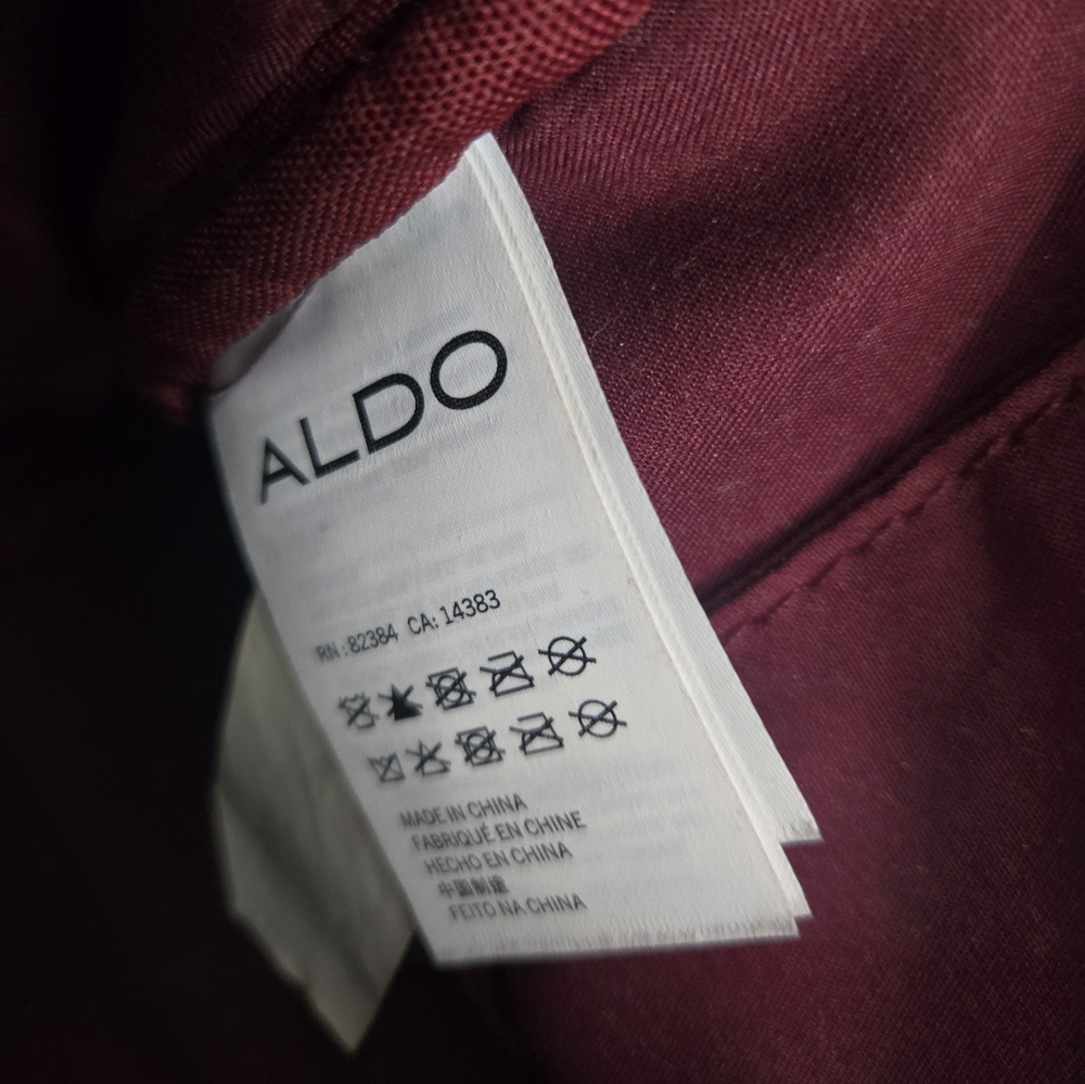 Elegant Aldo Velvet Burgundy Backpack with Floral Embroidery - Picture 7 of 8